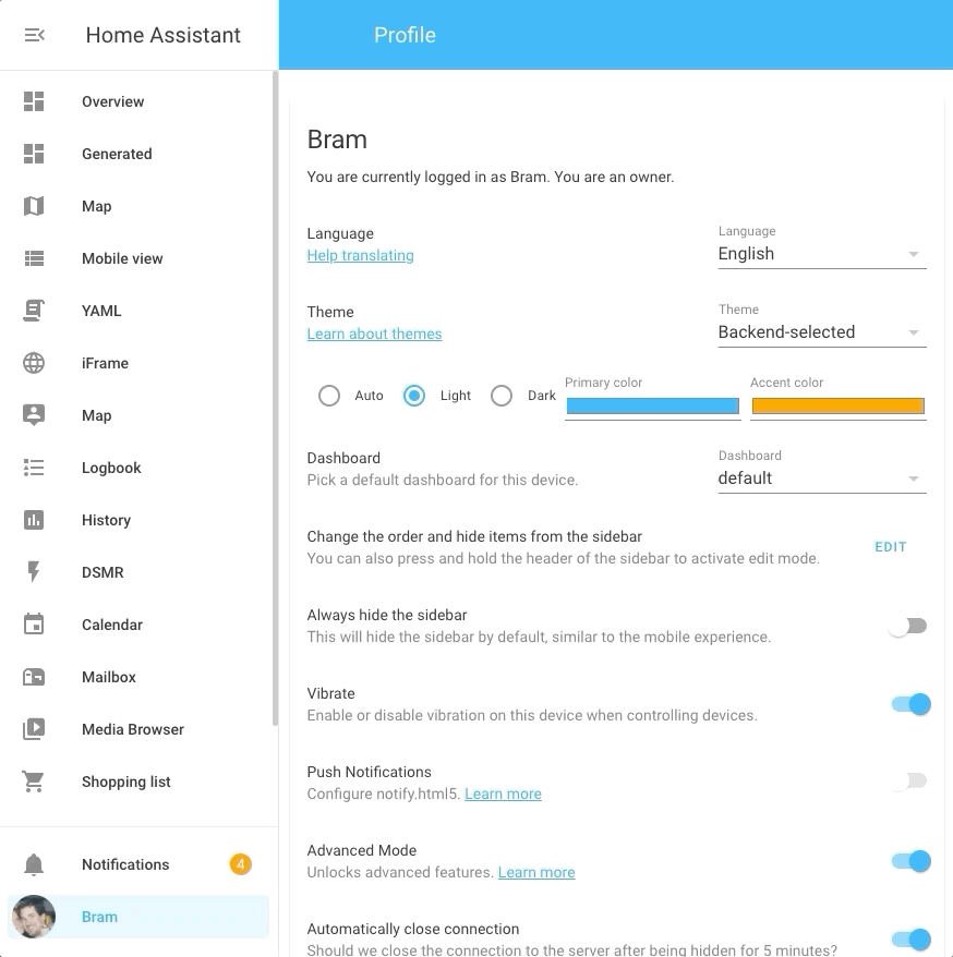 Screen recording of customizing the sidebar