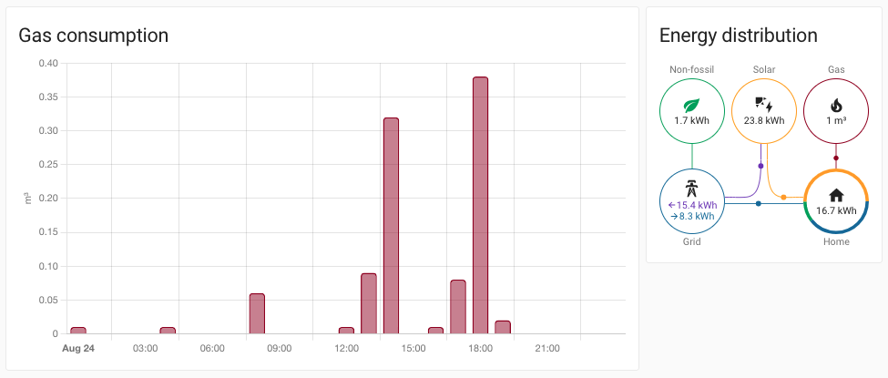 Screenshot of the new Energy Dashboard monitoring gas usage