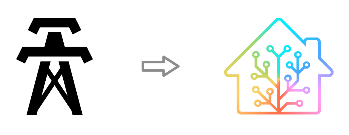 Graphic showing energy flowing from the grid to Home Assistant.