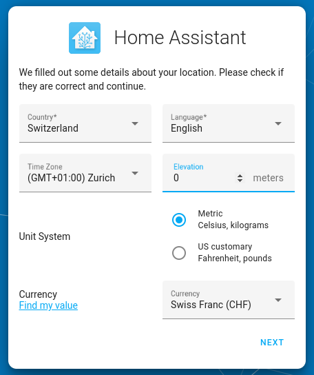 Define your location specific settings.