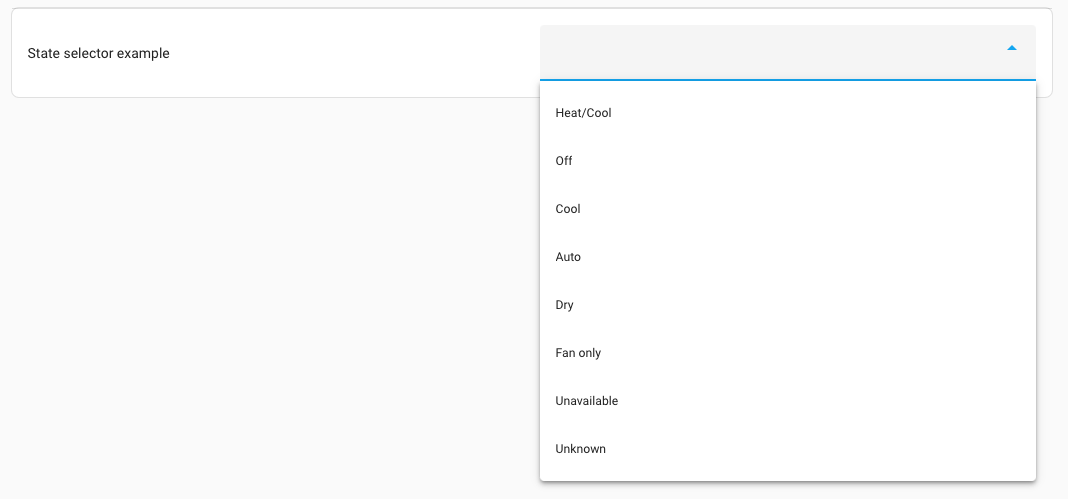 Screenshot of an state selector