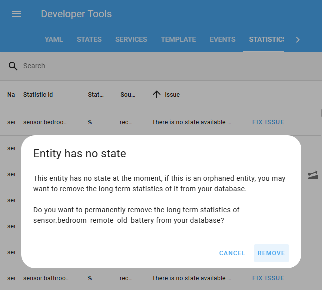 Statistics issue message