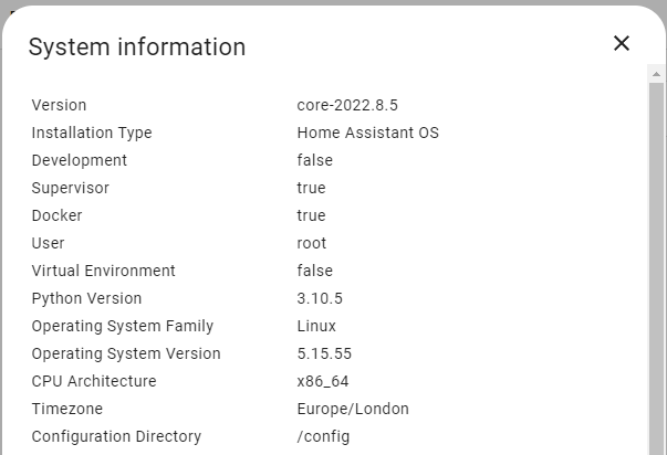 Screenshot showing the top of the system information panel