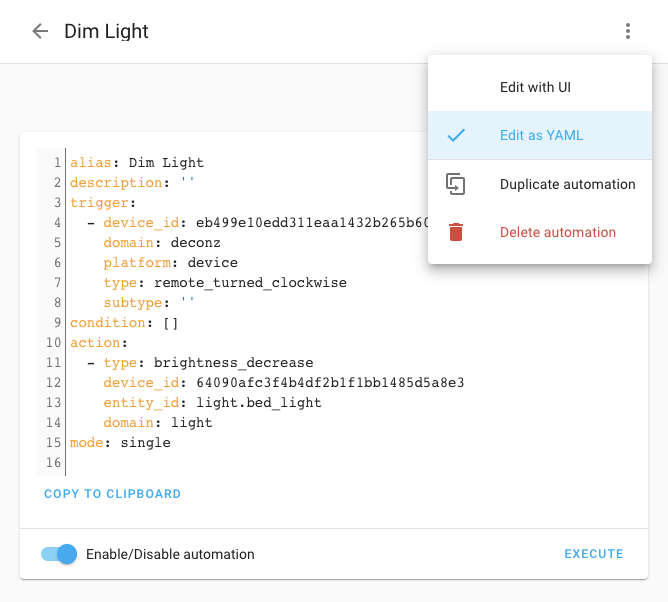 Screenshot of the new YAML automation editor.